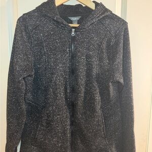 Eddie Bauer Women’s M Gray Full Zipper Cozy Hooded Sweatshirt Jacket minimalist